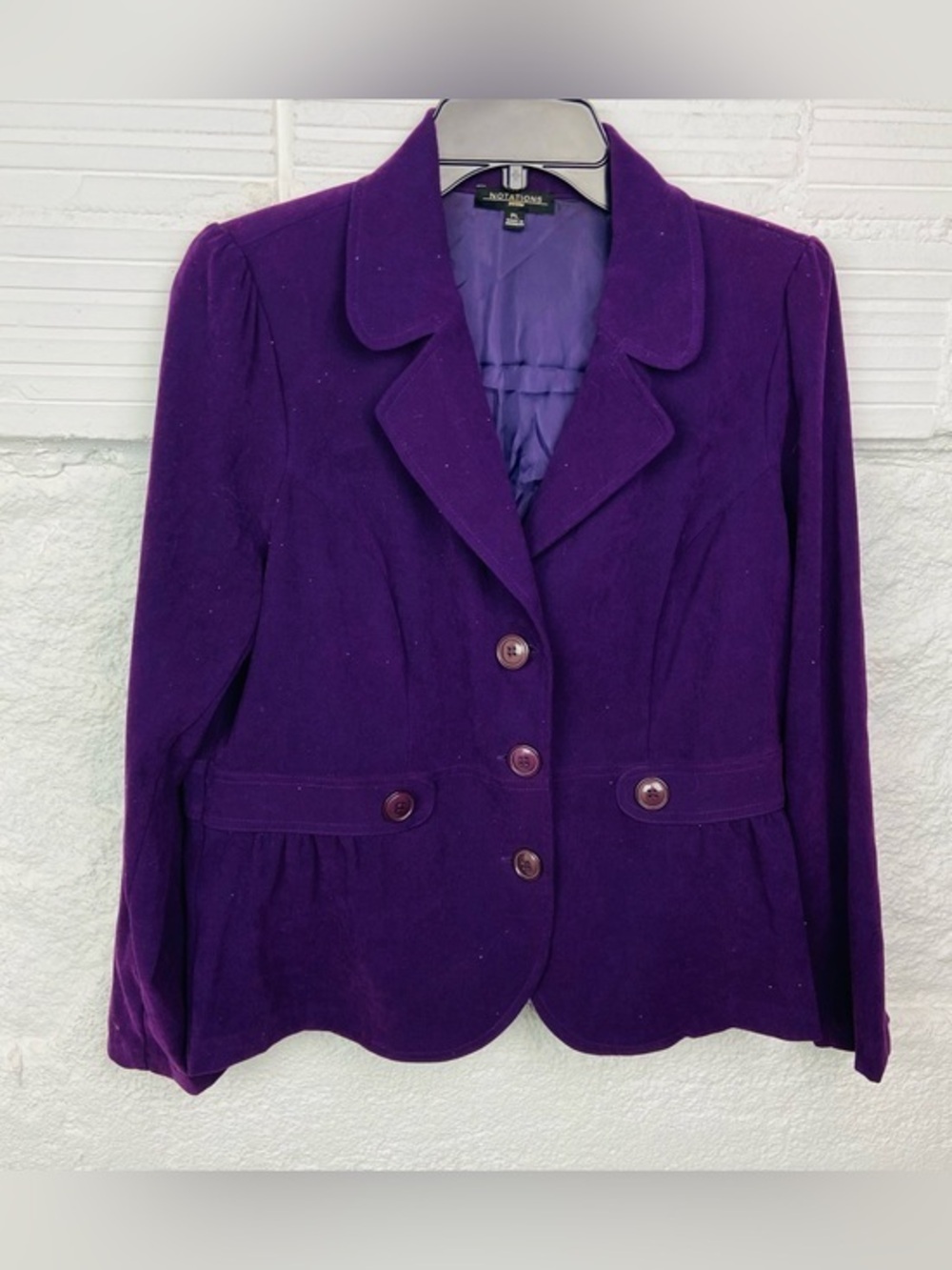 Notations Purple Button-Front Blazer size large petite